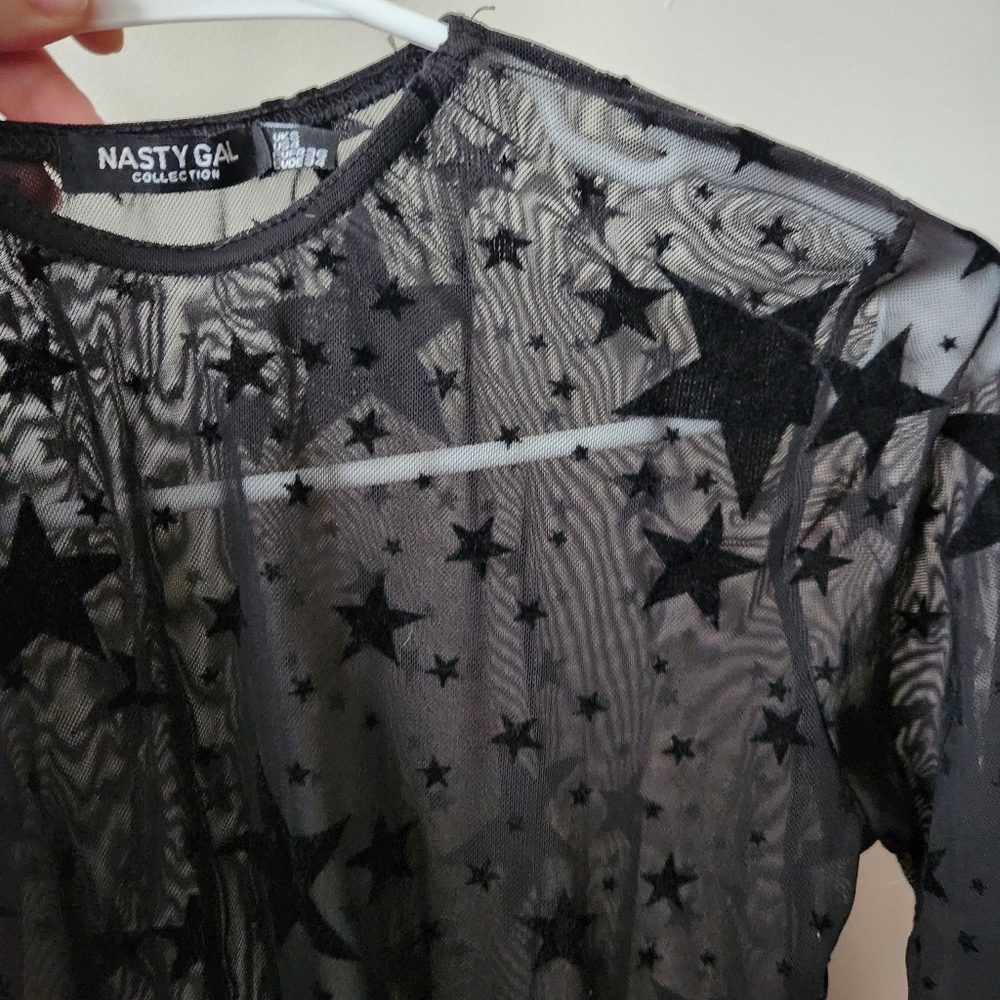 Sheer star print body suit